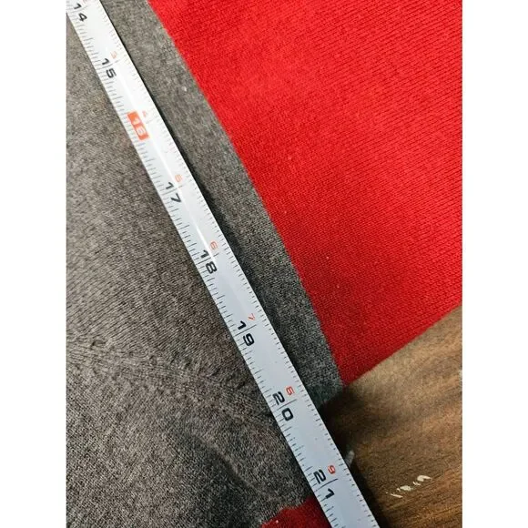 Nautica Red Gray Striped Quarter Zip Sweater Men's Size Large Cotton - Picture 6 of 7